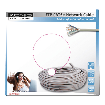 CMP-FTP5R100S Cat5e netwerkkabel op haspel f/utp pull box 100 m grijs solid Verpakking foto